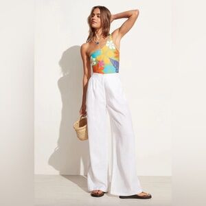 Faithfull The Brand Circa Pant White Linen High Waist Wide Leg Size 2